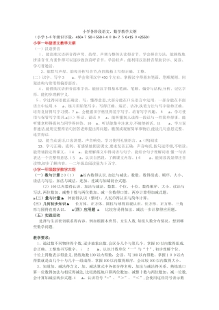 小学各阶段教学大纲