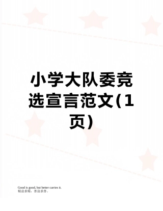 小学大队委竞选宣言范文