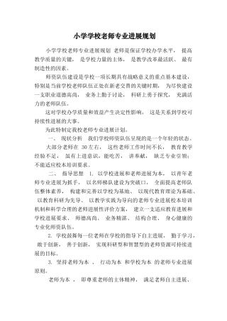 小学学校教师专业发展规划 