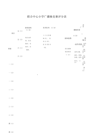 小学广播操比赛评分表