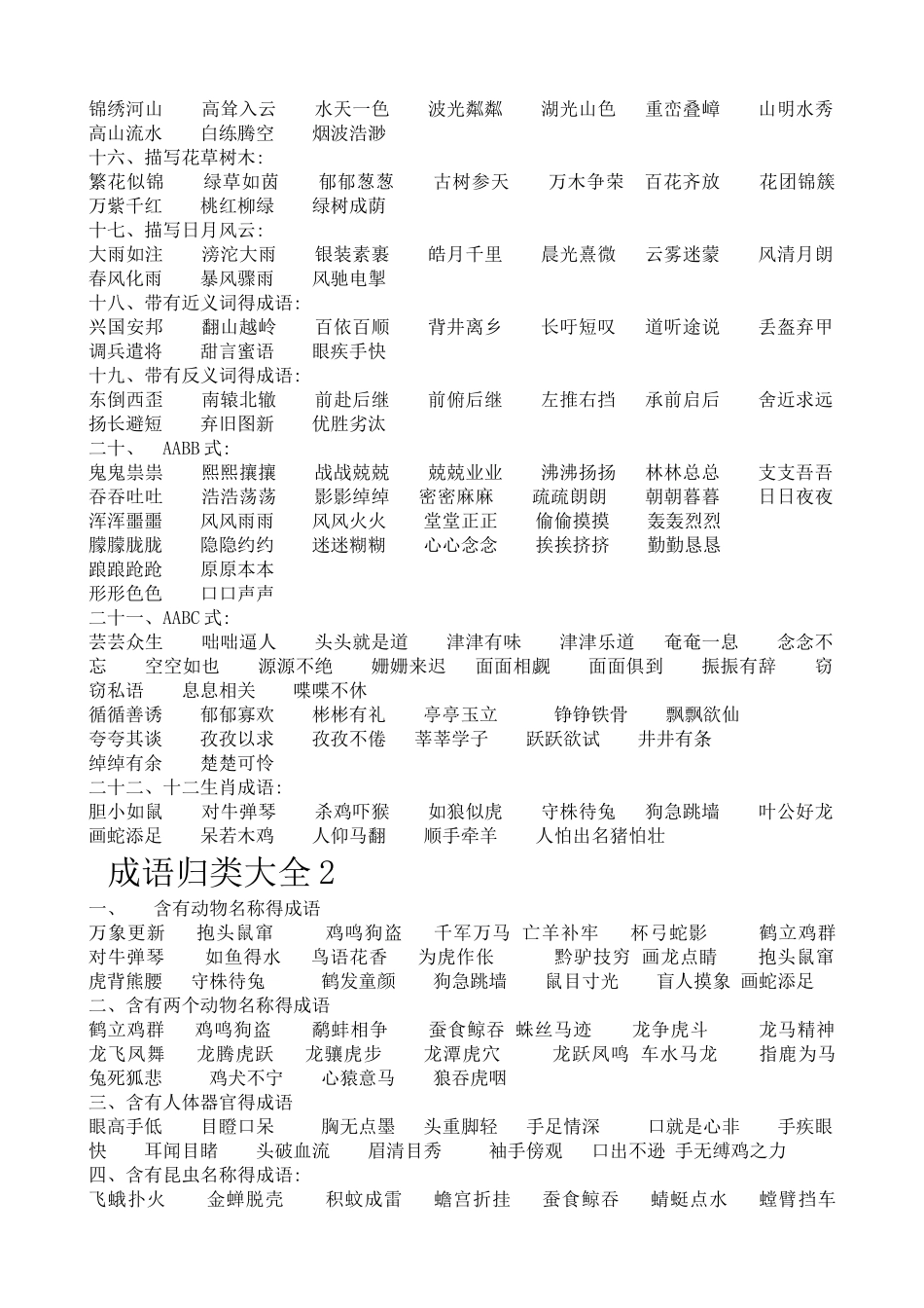 小学成语分类汇总_第2页