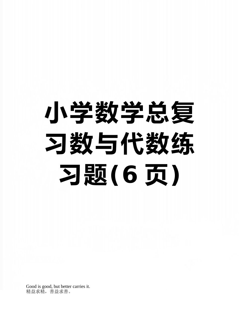 小学数学总复习数与代数练习题_第1页