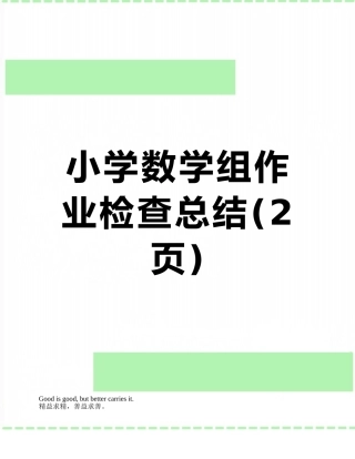 小学数学组作业检查总结