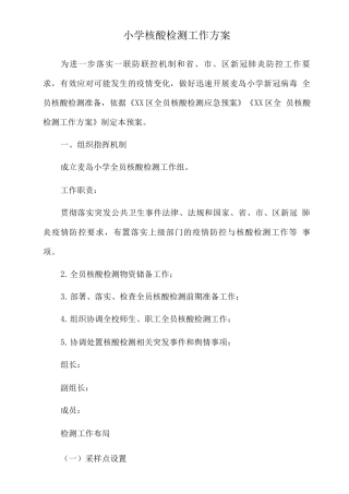 小学核酸检测工作方案