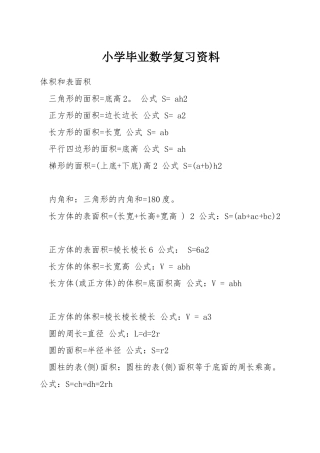 小学毕业数学复习资料