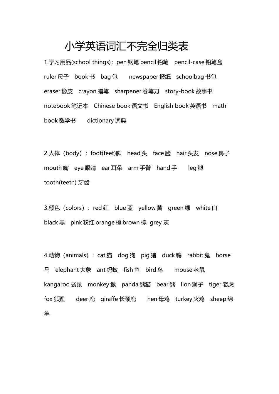小学毕业班英语单词和句型总复习_第2页