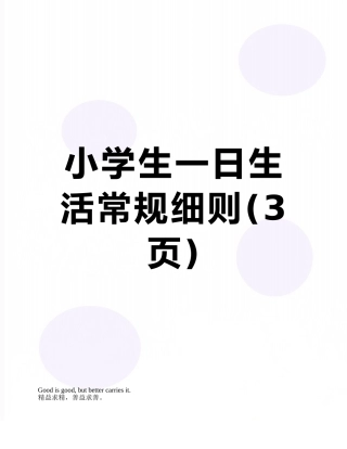 小学生一日生活常规细则