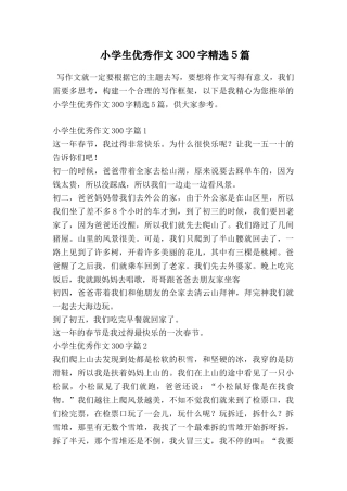 小学生优秀作文300字精选5篇