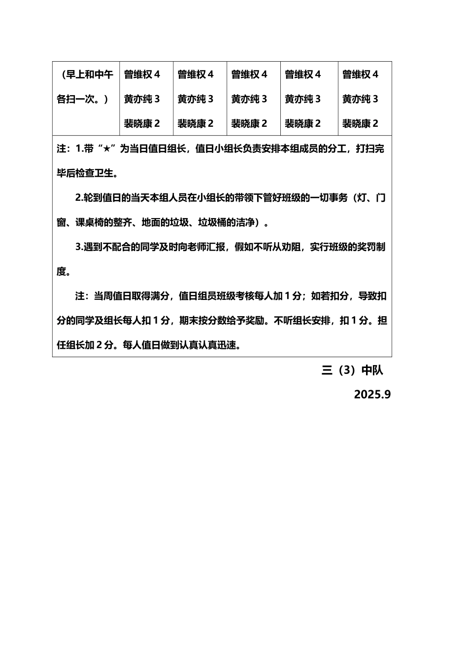 小学生值日表_第3页