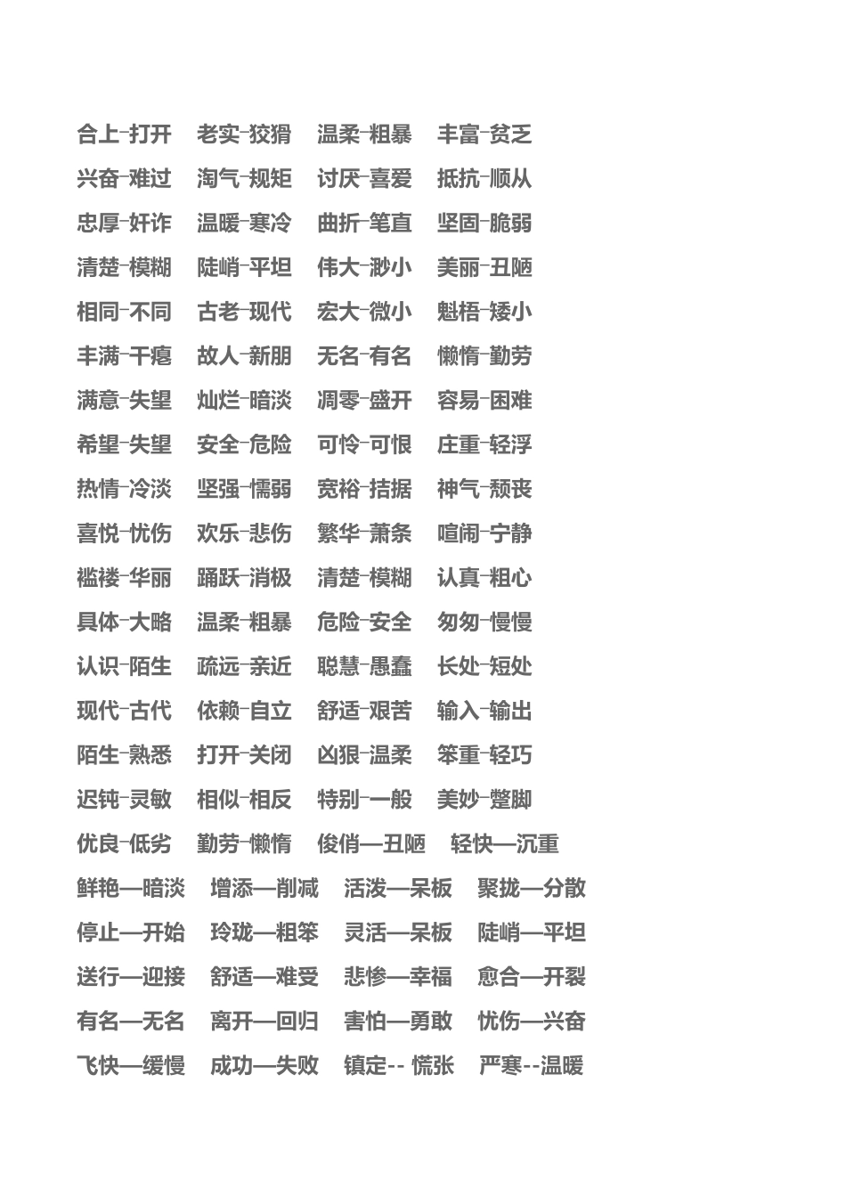 小学生反义词大全_第3页