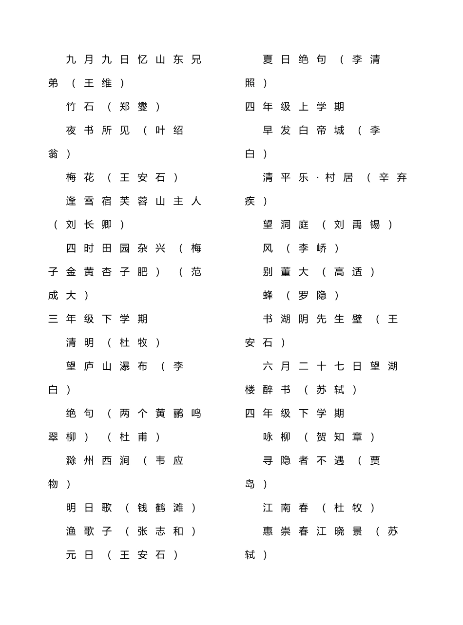 小学生各年级必背古诗_第3页