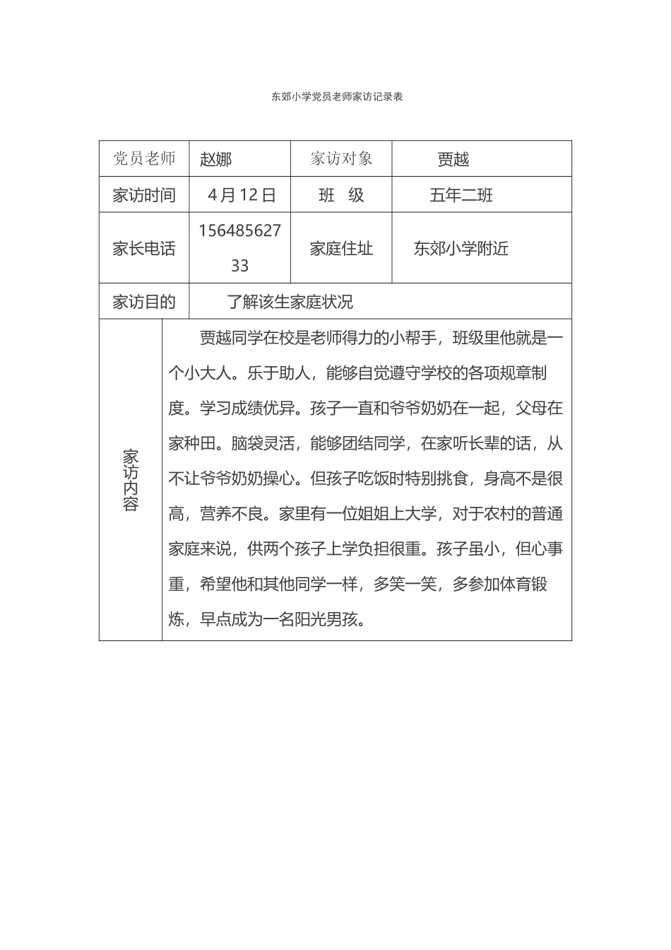 小学生家访记录表_第2页