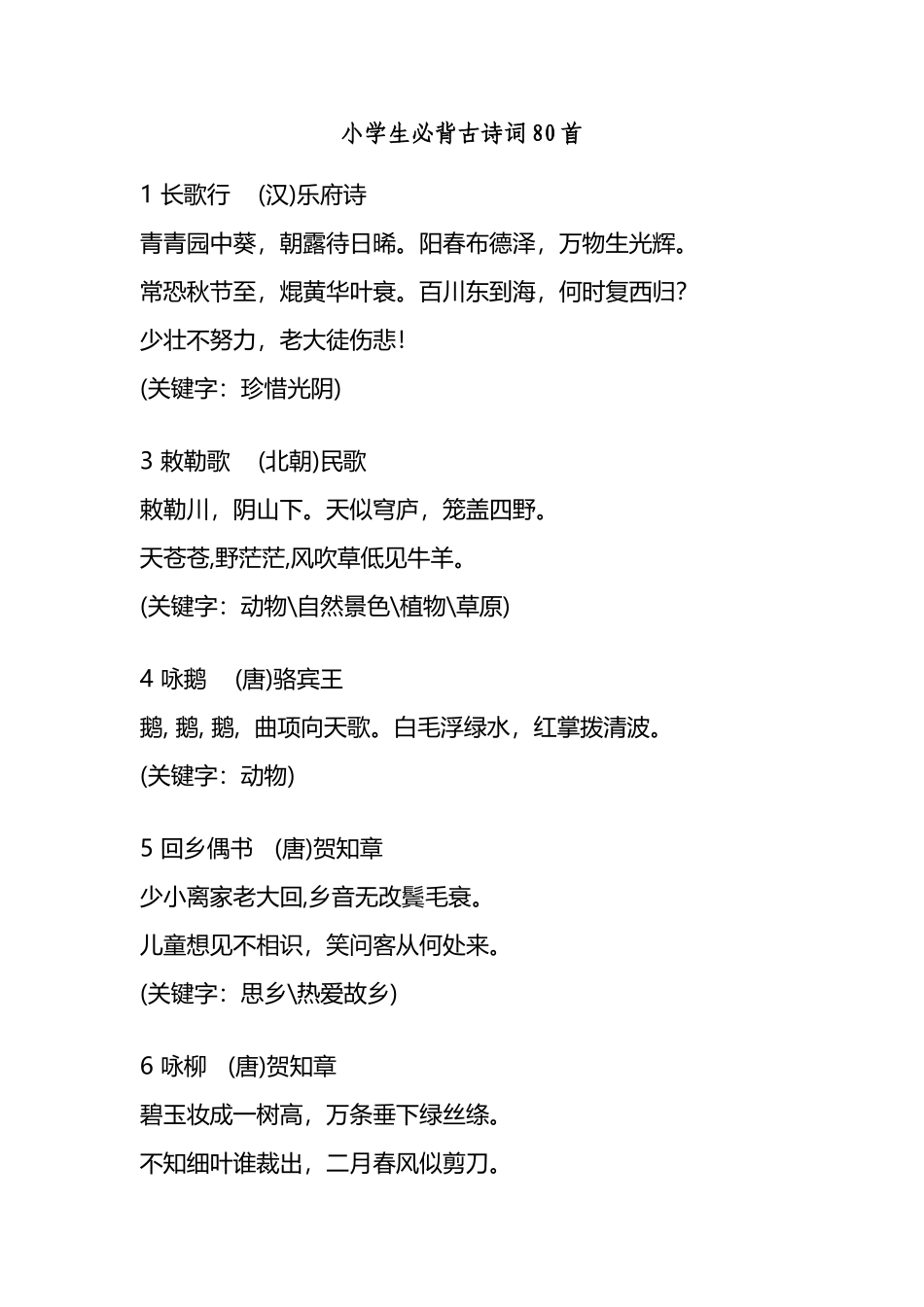 小学生必背80首古诗词_第2页