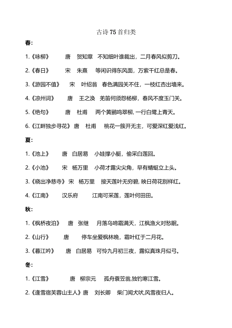 小学生必背古诗75首归类_第2页