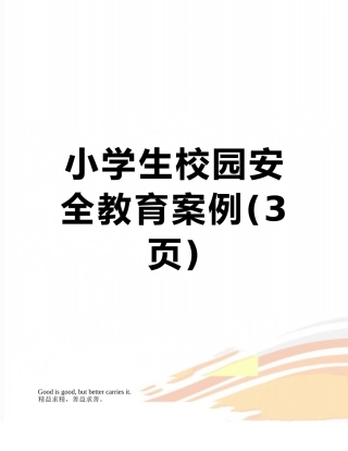 小学生校园安全教育案例