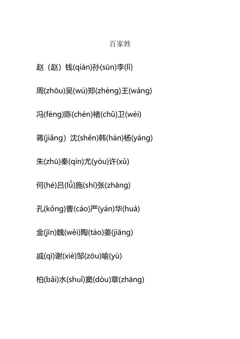 小学生注音版《百家姓》_第2页