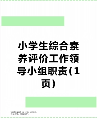 小学生综合素质评价工作领导小组职责