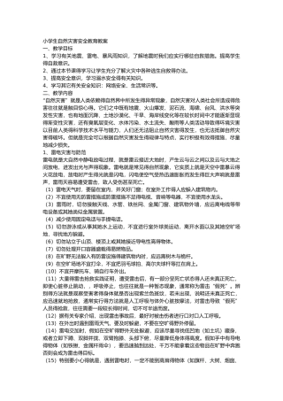 小学生自然灾害安全教育教案