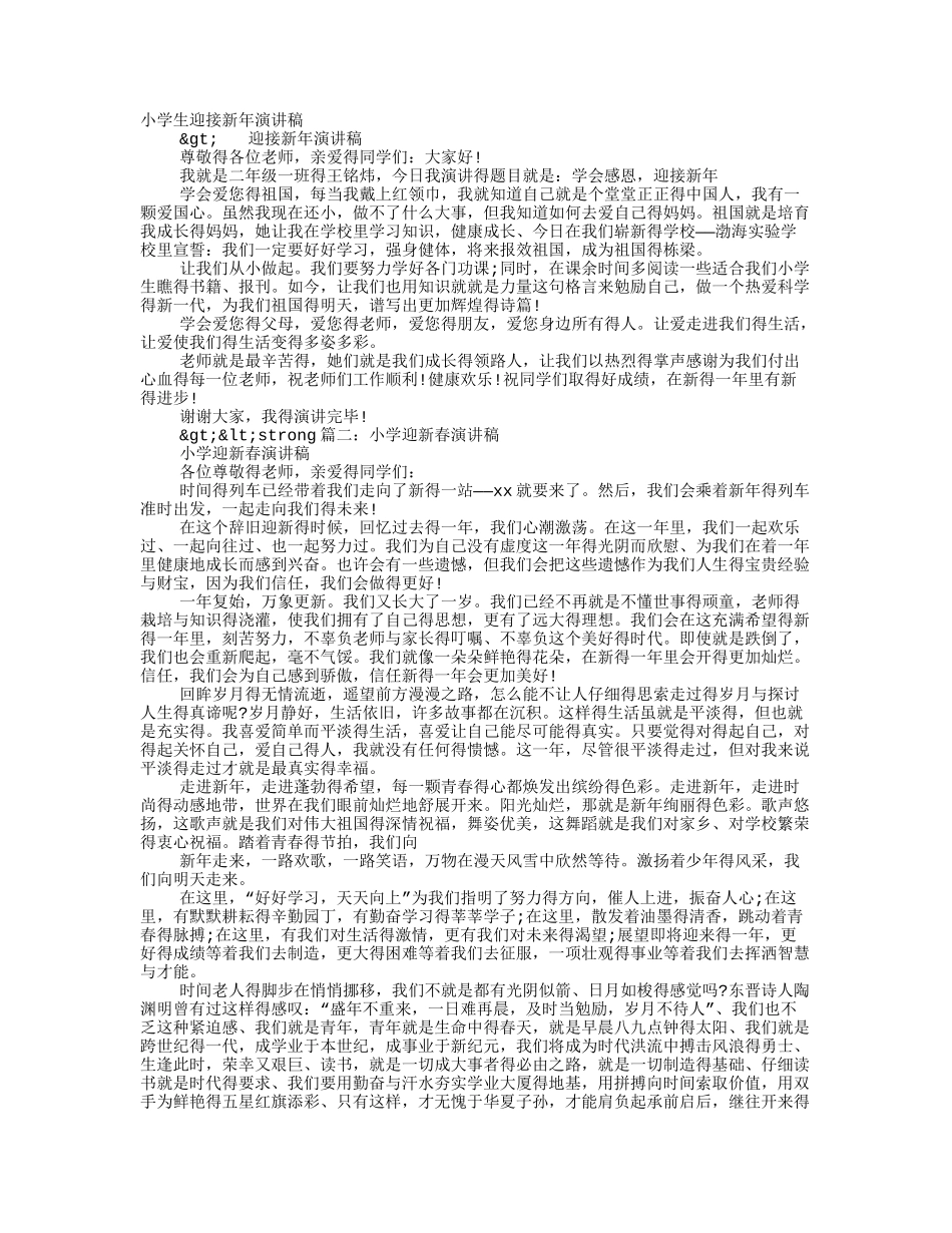 小学生迎接新年演讲稿_第1页