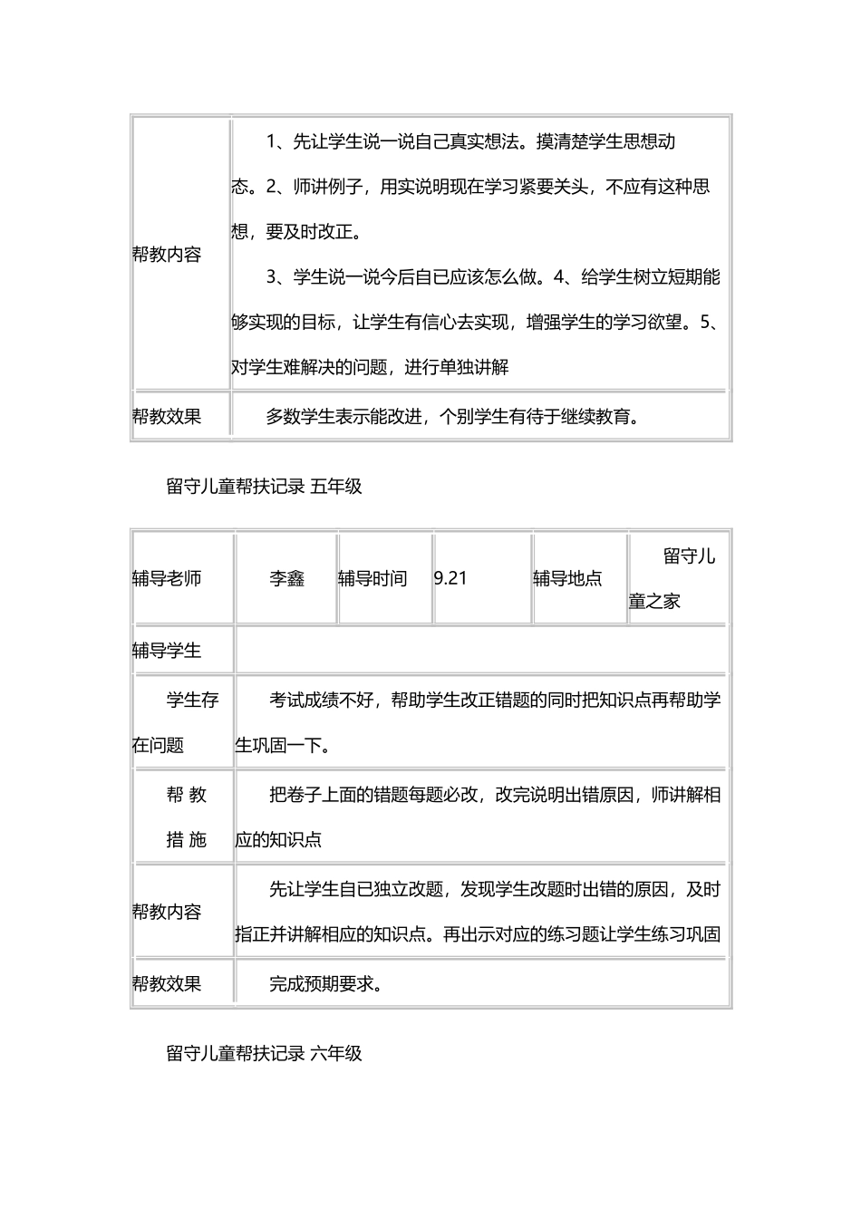 小学留守儿童帮扶记录_第3页