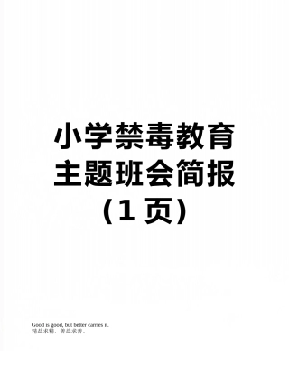小学禁毒教育主题班会简报