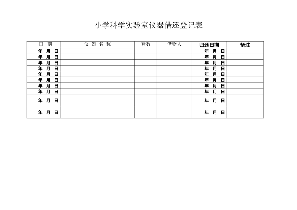 小学科学实验室仪器借还登记表_第2页
