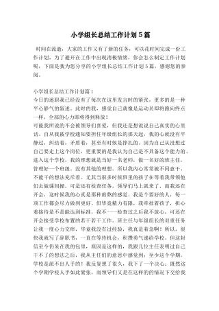 小学组长总结工作计划5篇