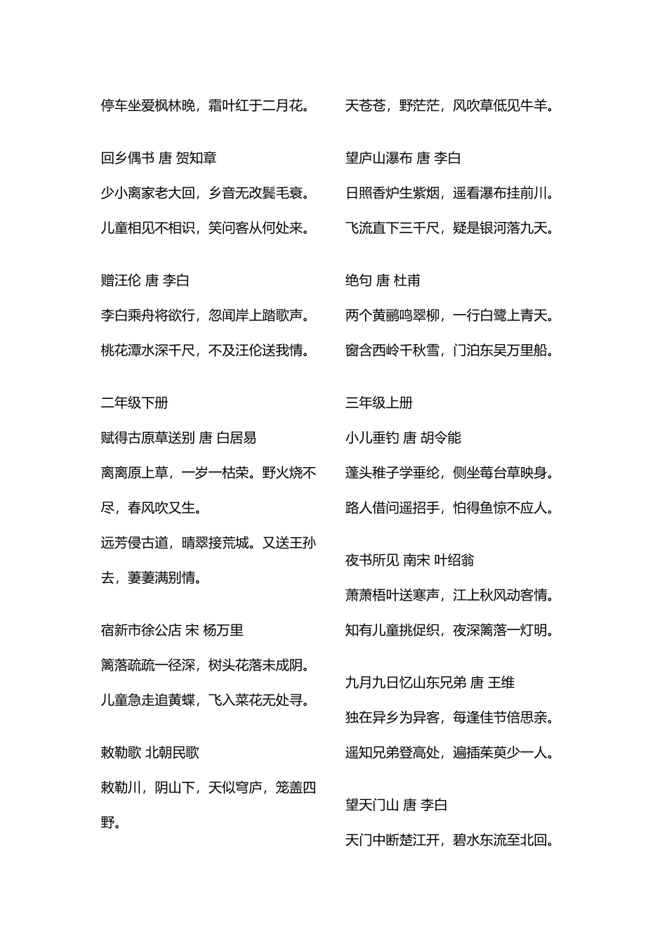 小学至高中古诗词大全_第3页