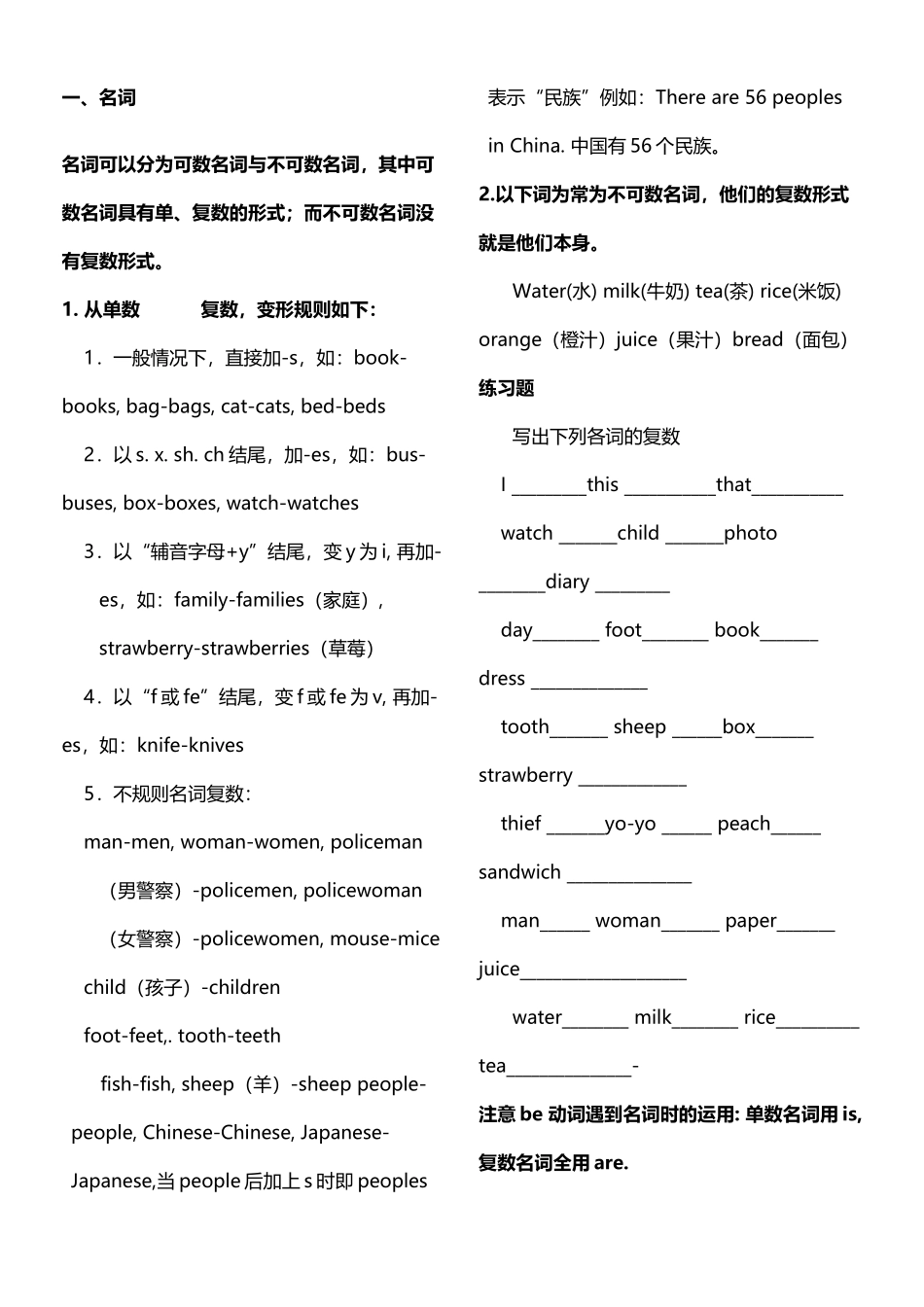 小学英语名词变复数练习试题_第2页