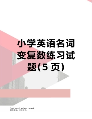 小学英语名词变复数练习试题