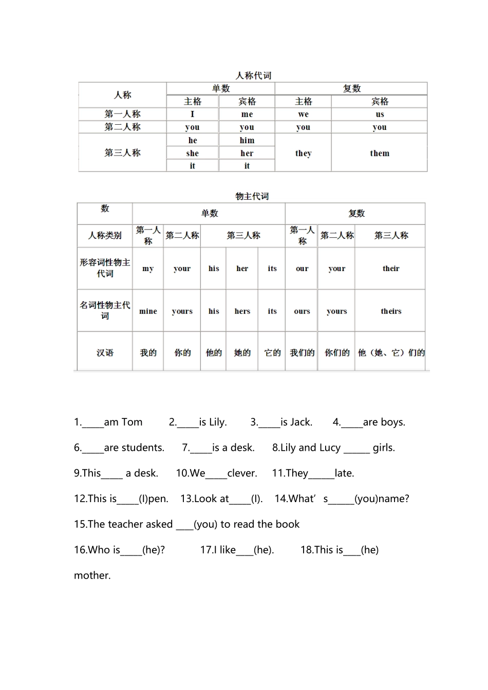 小学英语英语主格宾格及其练习题_第2页