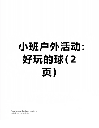 小班户外活动：好玩的球