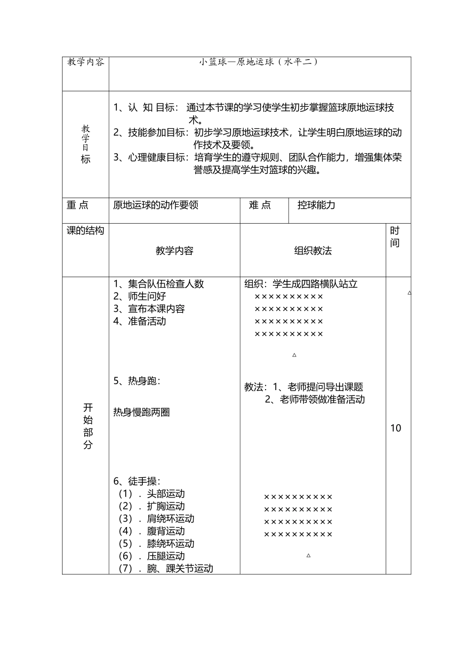 小篮球原地运球教案_第2页