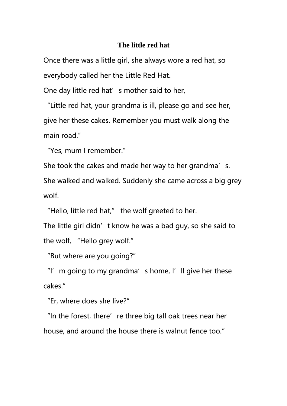 小红帽的故事英文版_第2页