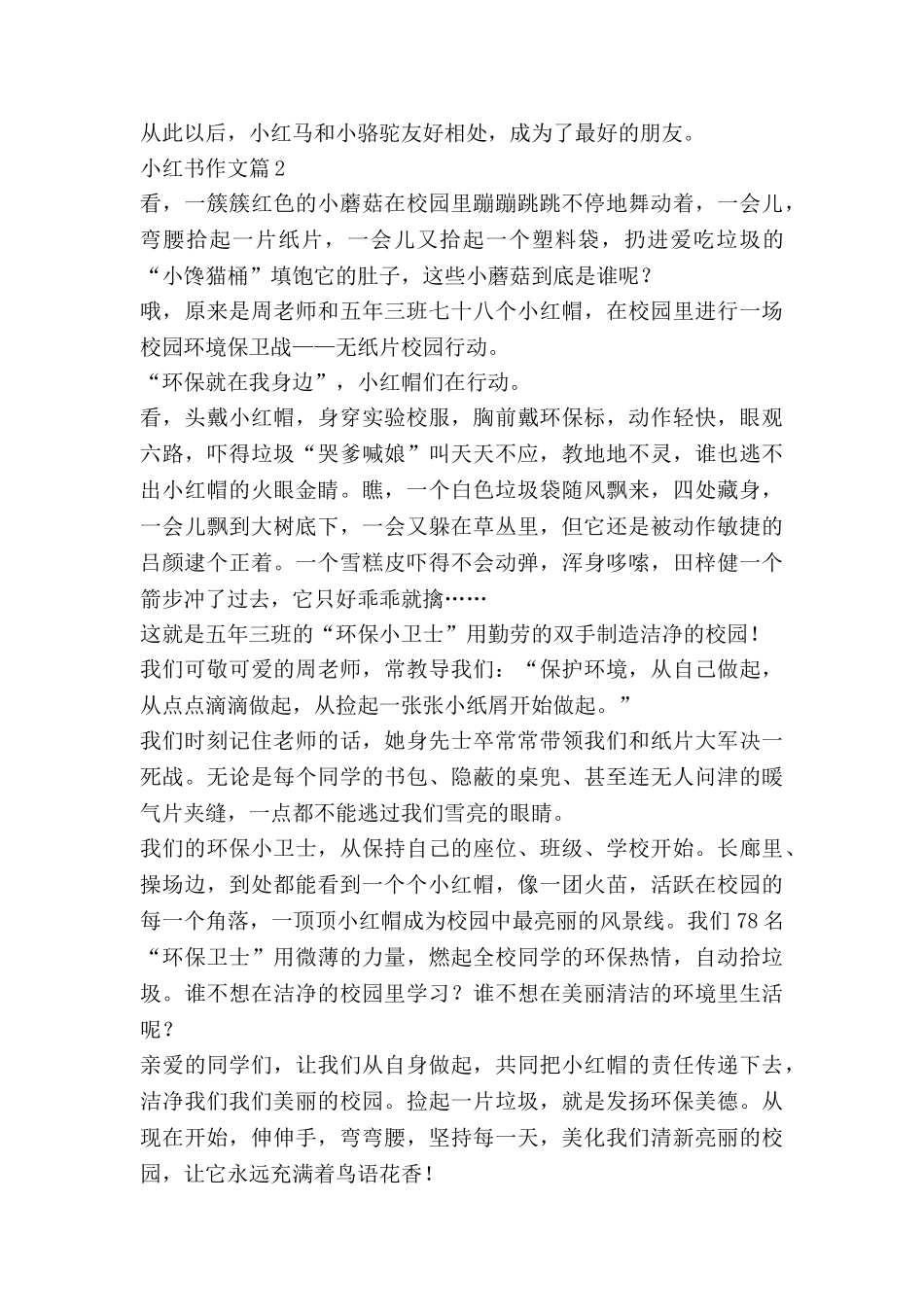 小红书作文6篇_第2页