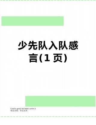 少先队入队感言