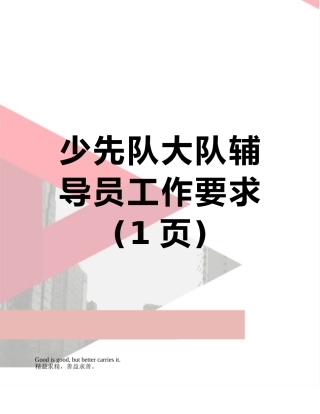 少先队大队辅导员工作要求