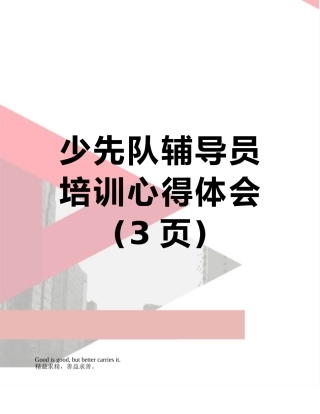 少先队辅导员培训心得体会