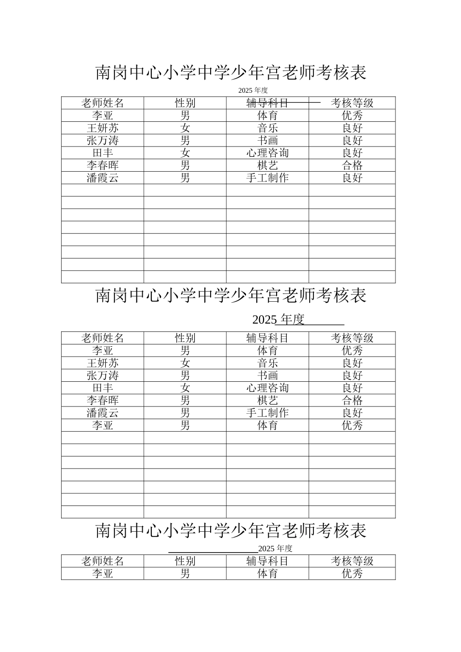 少年宫教师考核表_第1页