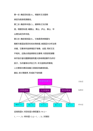层次分析法在旅游资源评价中的应用