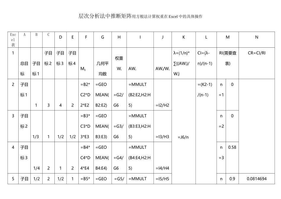 层次分析法中用方根法计算权重在Excel中的具体操作_第2页