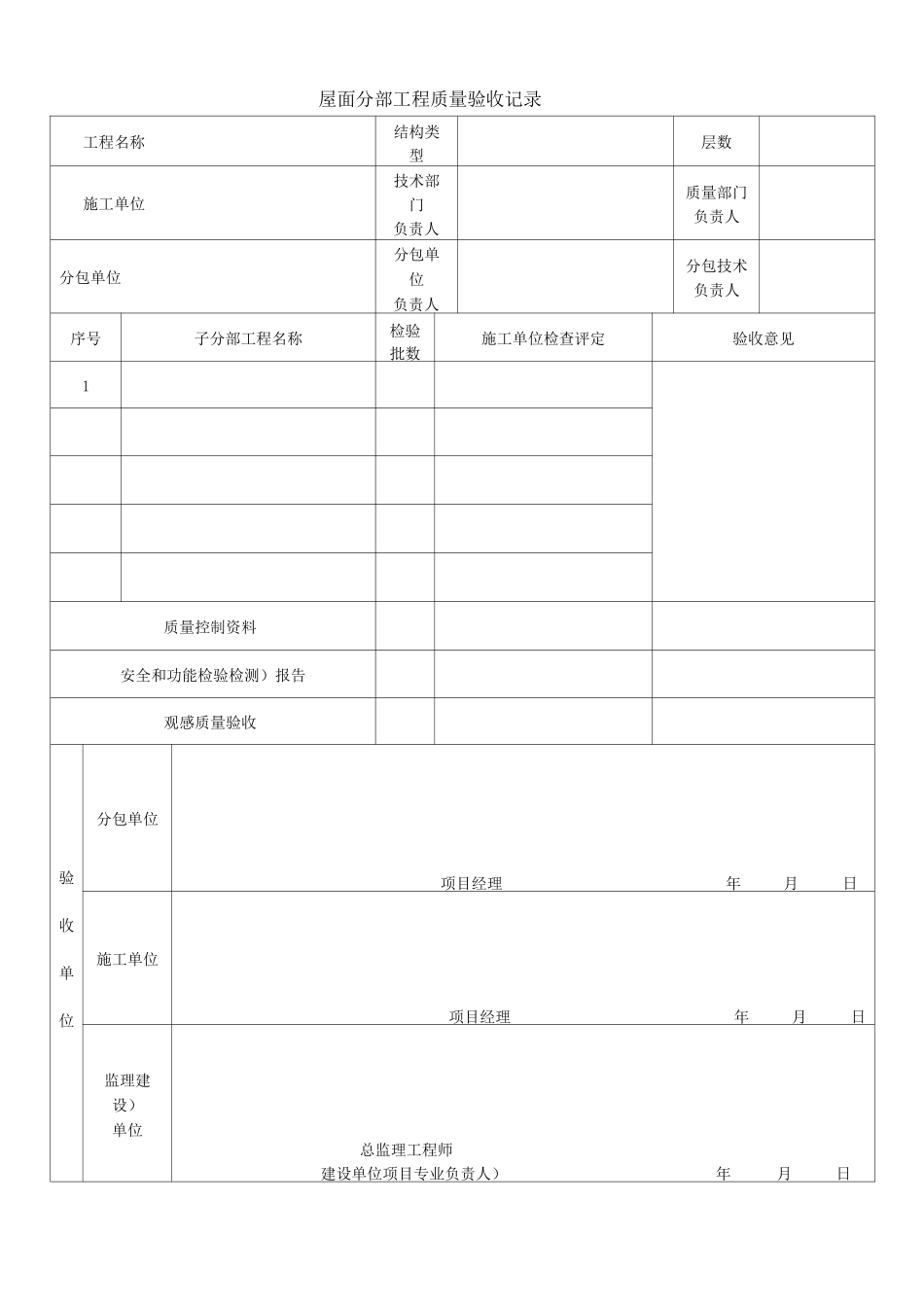屋面分部工程质量验收记录_第1页