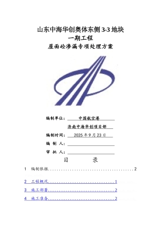屋面渗漏专项处理方案