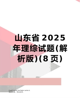 山东省2025年理综试题
