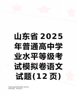 山东省2025年普通高中学业水平等级考试模拟卷语文试题