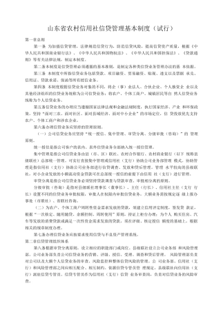 山东省农村信用社信贷管理基本制度