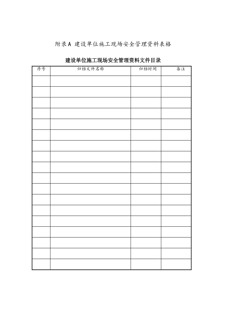 山东省建筑施工现场安全管理资料规程表格_第1页