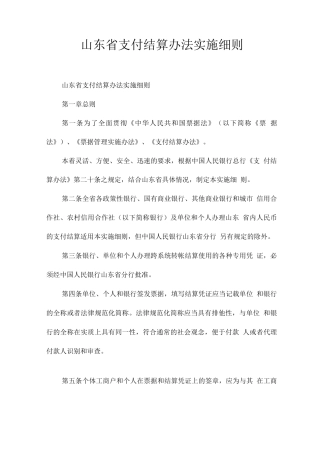 山东省支付结算办法实施细则
