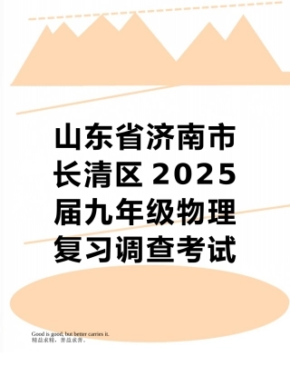 山东省济南市长清区2025届九年级物理复习调查考试试题