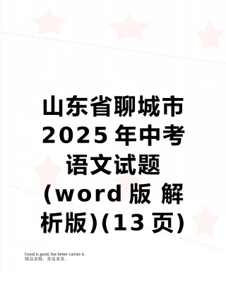山东省聊城市2025年中考语文试题